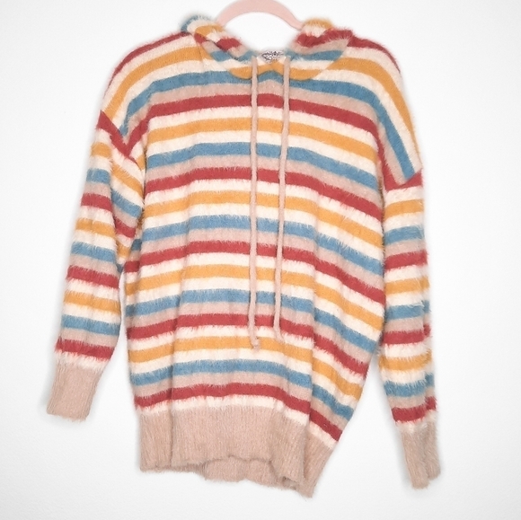 Anthropologie Oliver by Escio Multi Colored Striped Hoodie Sweater M - Picture 1 of 5